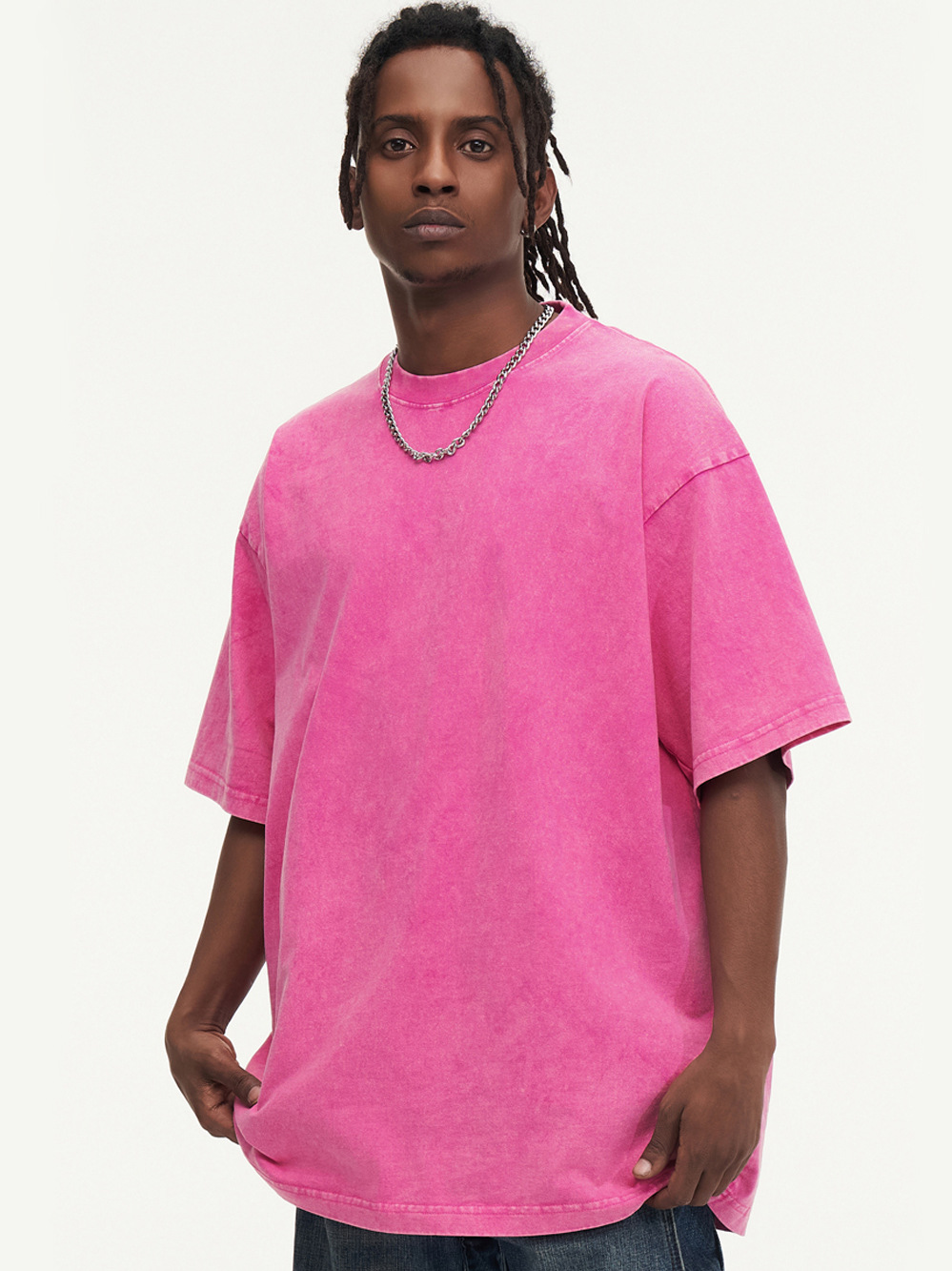 Retro americano camiseta de manga corta hombre nuevo estilo de verano cuello redondo suelto lavado con agua de gran tamaño para hacer viejas camisas de moda