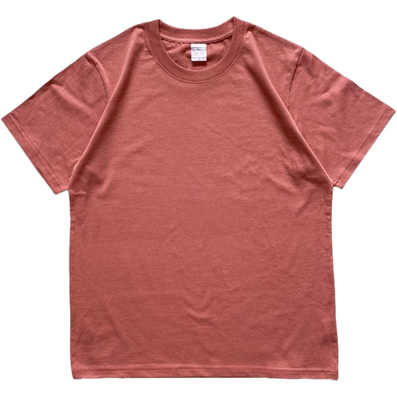 Verano refrescante de algodón puro color sólido cuello redondo manga corta Camiseta de moda pareja de hombres y mujeres 200g media manga blanca ins casual