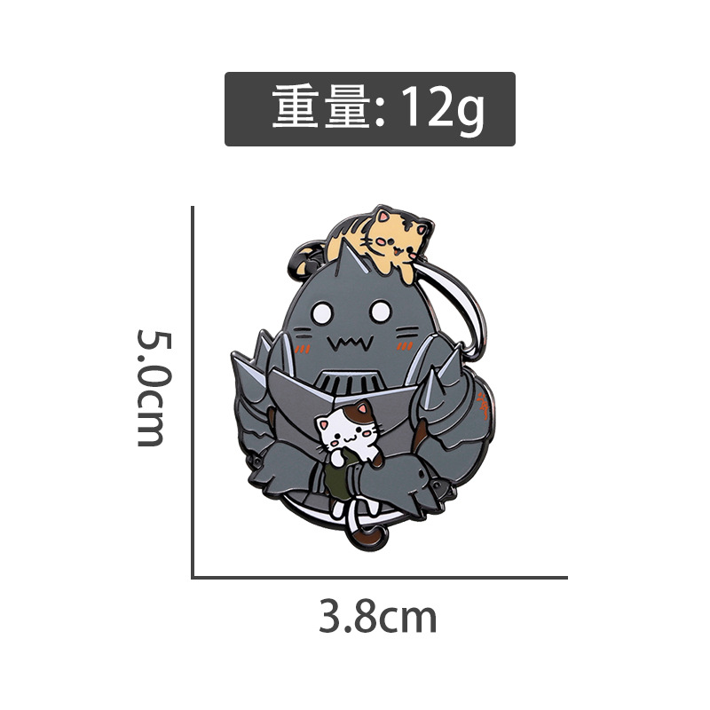 New Anime alvons and Kitten cute brooch steel alchemist Edward pin enamel badge