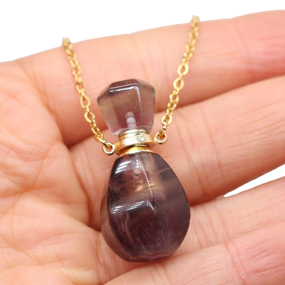 18g Weight Pendant Necklace Classification cable chain Chain Type 1 Piece Quantity Daily Occasion natural stone Material Perfume Bottle Pattern All Seasons Season Unisex Gender Classic Style Style Classic Style Perfume Bottle Natural Stone Cable Chain Pendant Necklace In Bulk 21