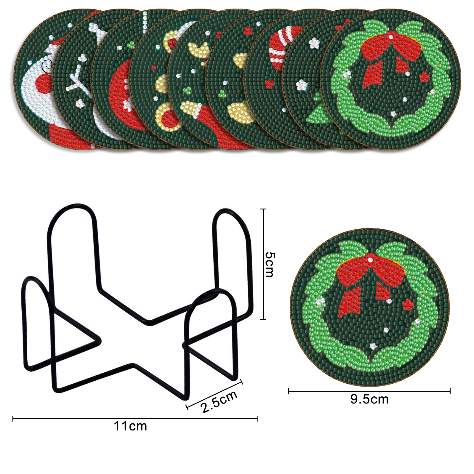 Pintura de diamante de madera alrededor de la almohadilla de taza de madera hecha a mano almohadilla de mesa marco de hierro pintura decorativa de la sala de estar