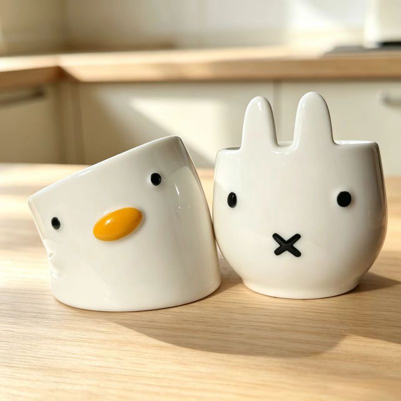 Purroom Ceramic Slanted Duck Egg Holder Cute High-Value Embossed Creative Slanted Egg Tray