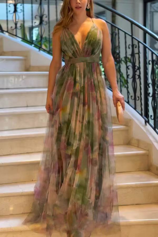 Robe à bretelles imprimée en maille pour femme, nouvelle collection printemps-été, tenue de vacances et de loisirs_voghion.com