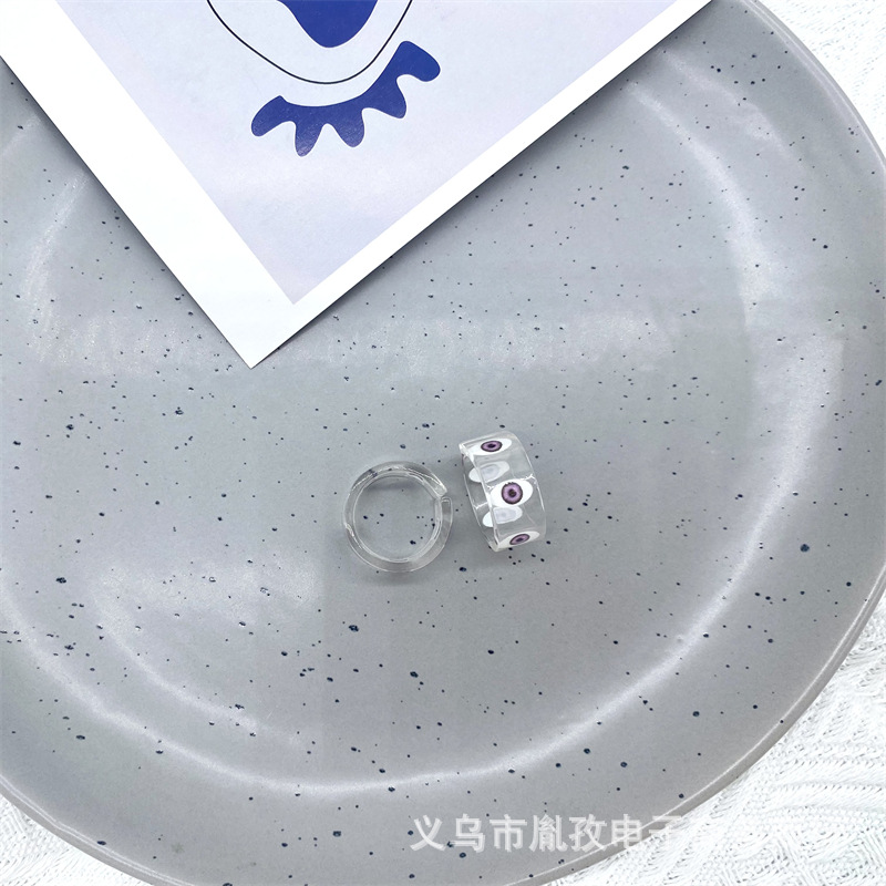 Comercio exterior transfronterizo europeo y americano ins estilo creativo resina acrílica color Anillo del Ojo del Diablo ojos azules