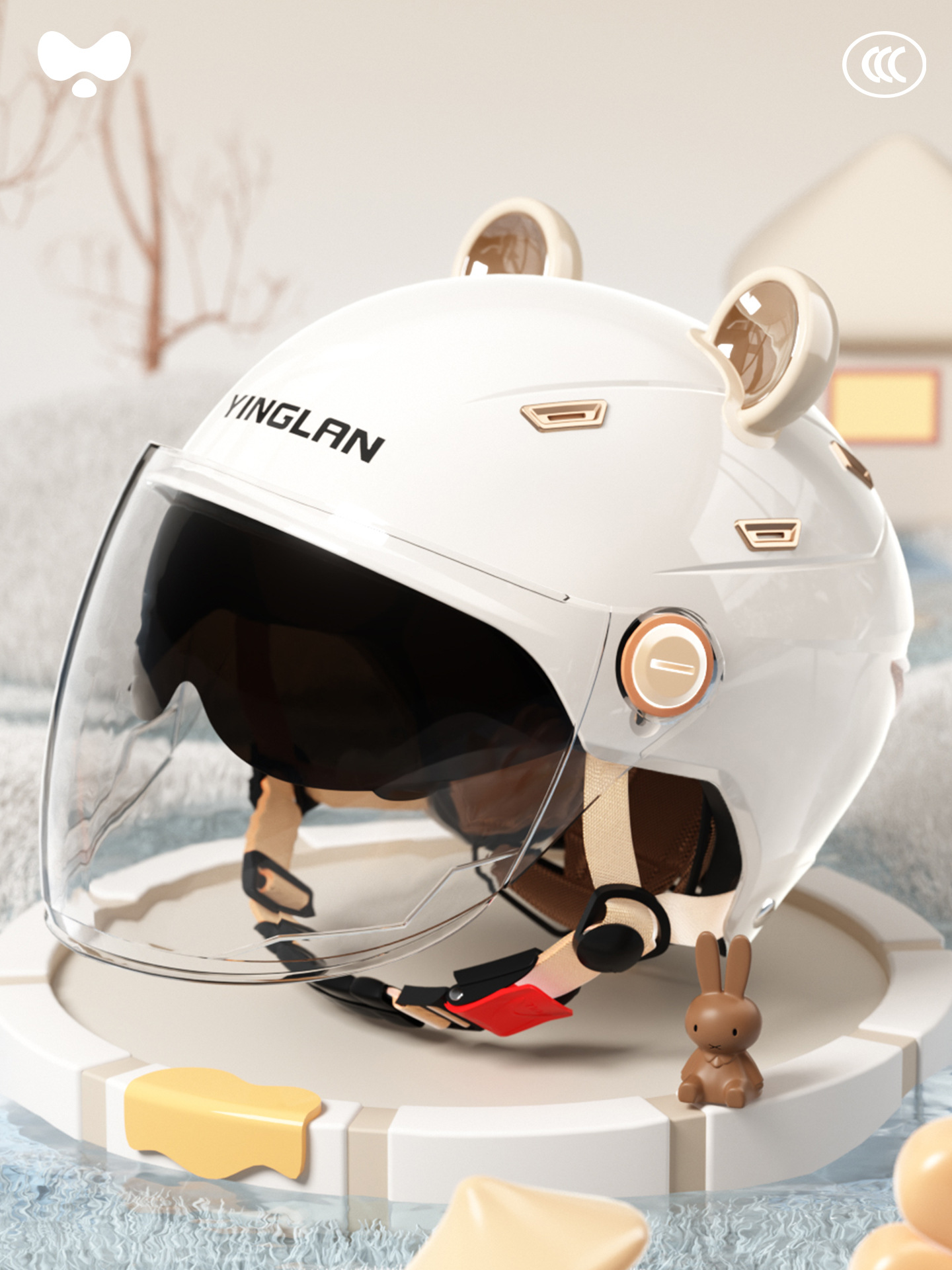 Universal – Motosiklet kaskı (dəbilqə) Safety Helmet - 3c-double-visor-white-hd-long-visor-class-a-new-national-standard-one-size