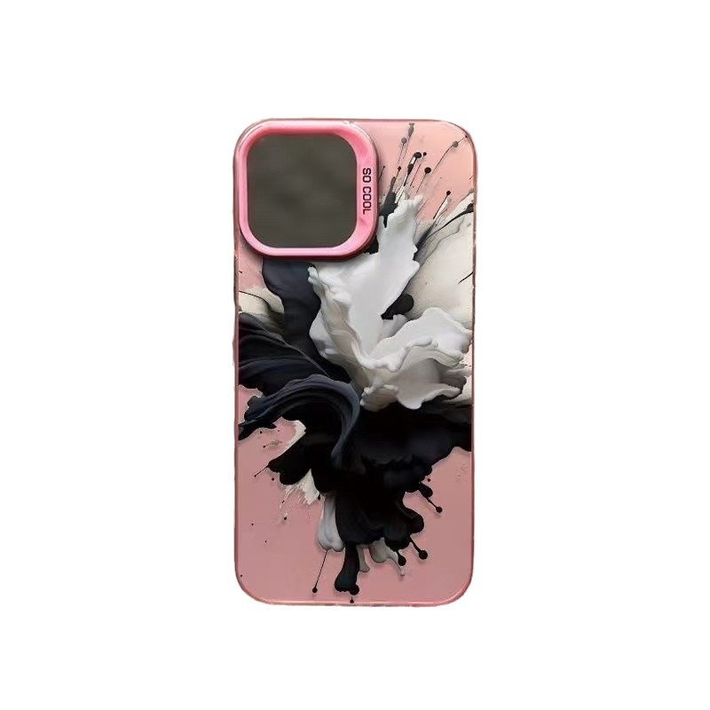 Tinta en blanco y negro para iPhone 16 funda para teléfono móvil 11 Apple 15promax/14 anti-caída 13pro estilo europeo y americano 12
