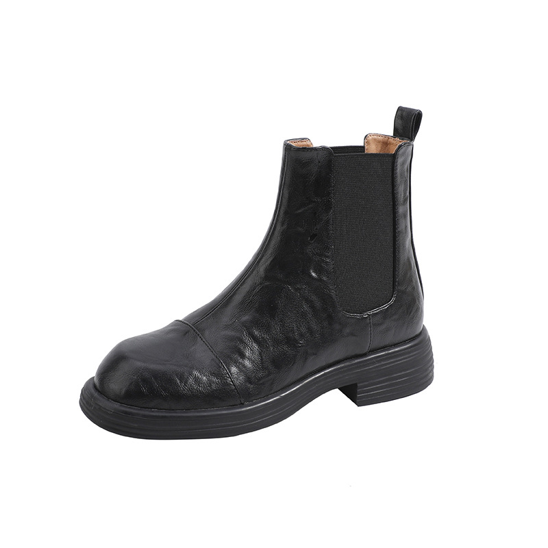 Dames enkelboots met blokhak, bruine laarzen in britse stijl_voghion.com