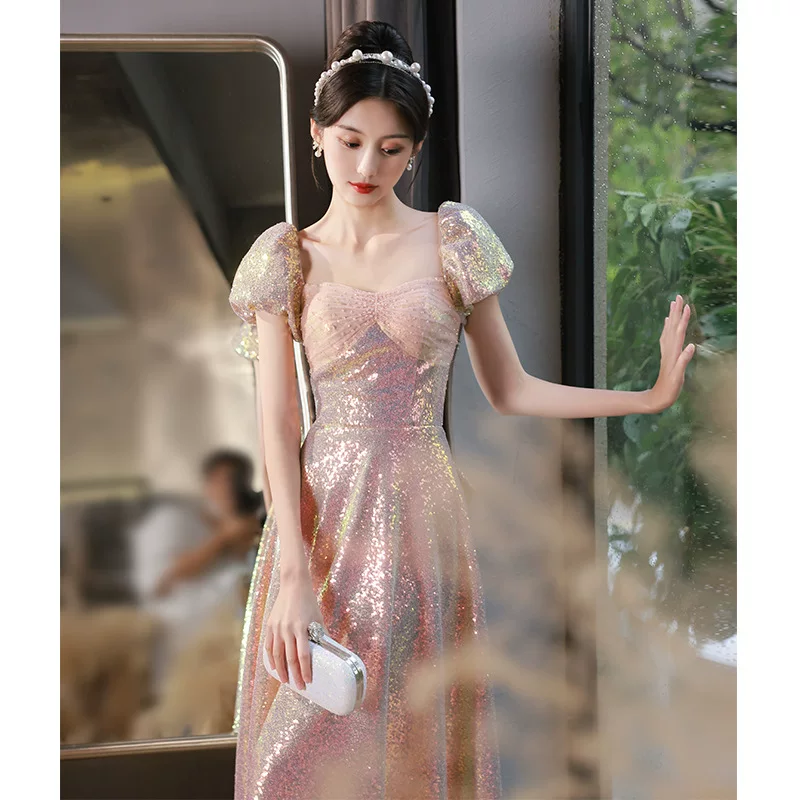 Вечернее платье, фуксия с sequins, новая коллекция, стиль лёгкой роскоши