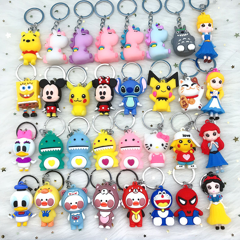 PVC soft glue large cartoon unicorn silica gel push key ring pendant accessories girl cute bag pendant