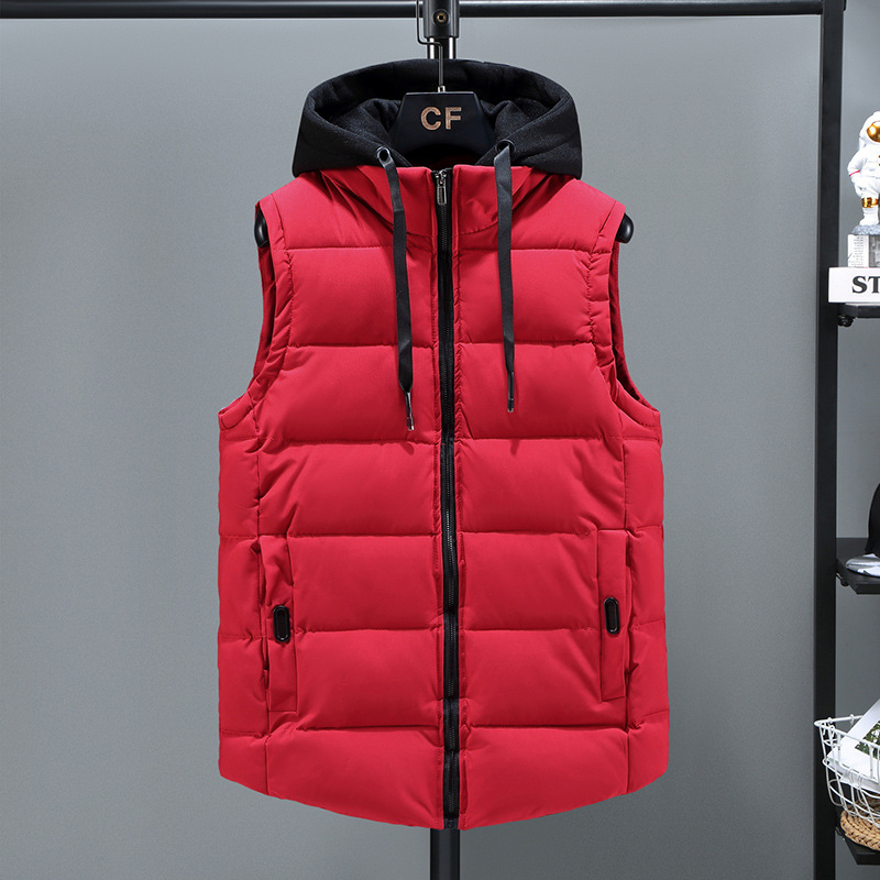 Demi-season trend vest, keep warm tank top with down, jacket, increased thickness, for teenagers, Korean style