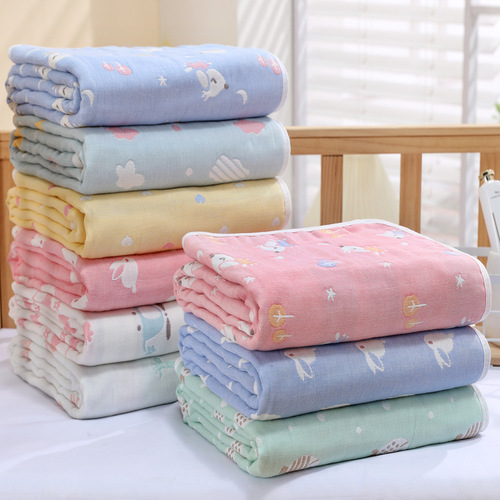 Baby bath towel, infant and toddler blanket, gauze quilt, pure cotton six-layer towel, gauze bath towel 110*110cm
