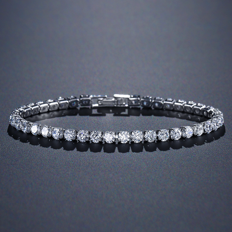 Rakol Korean New Product Single Row 2-4mm Round Zircon Tennis Bracelet Women's European and American Cross-Border Hand Jewelry Wholesale