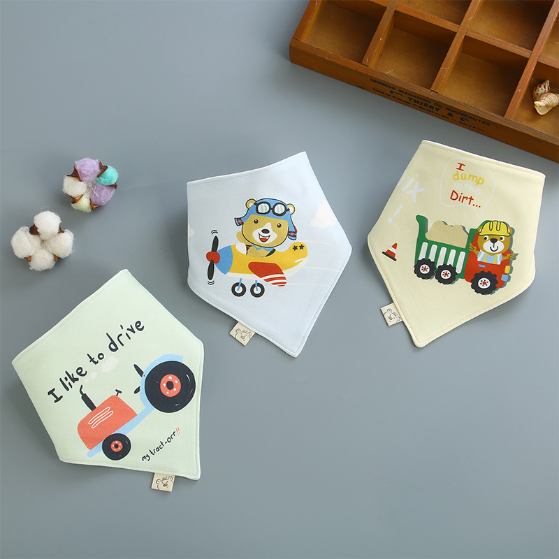 婴儿口水巾宝宝三角巾纯棉双层按扣吸水新生儿围嘴兜儿童围巾春秋