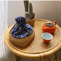 Nordic Household Goods Vietnamese Rattan Woven Printed Basket Coffee Table Desk Living Room Sundries & Decorative Items Tea Storage Box