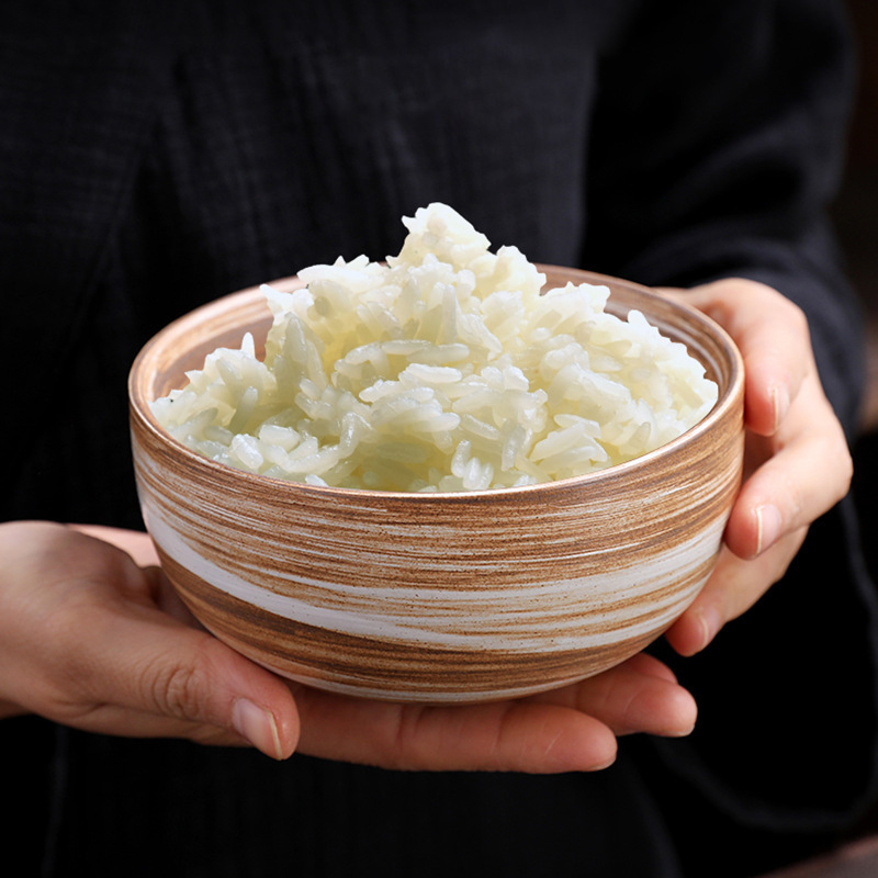 Japanese Style Rice Bowl Single Household Restaurant Creative Vintage Handmade Stoneware Tableware Ceramic Bowl Noodle Bowl Soup Bowl Small Bowl