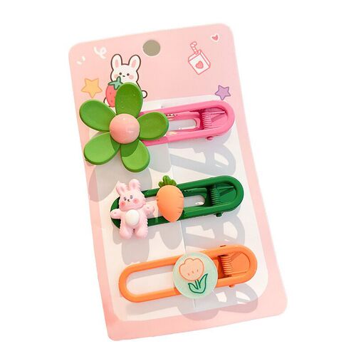 Spring new cartoon cute oval metal hairpin children's sweet girl side bangs headband headdress