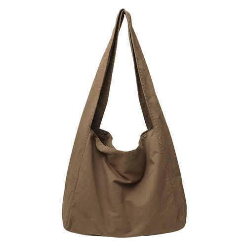 Korean retro washed canvas bag ins casual wide shoulder strap shoulder bag internet celebrity fashion solid color crossbody bag women's bag