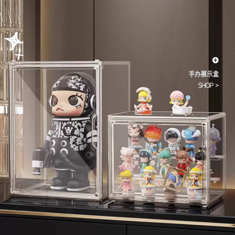 手办展示盒透明摆件收纳盒泡泡玛特玩偶透明防尘亚克力盲盒展示柜