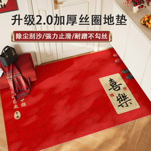 入户门地垫红色喜事门口脚垫门口家用玄关门垫可裁剪丝圈门外垫子