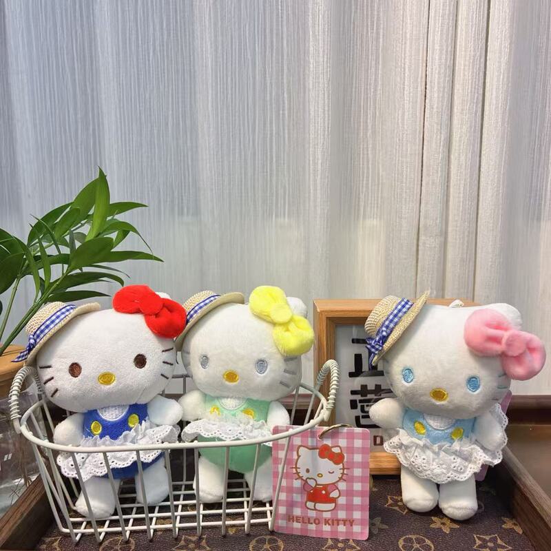 新品马卡龙草帽款猫咪毛绒公仔玩偶书包挂件娃娃钥匙扣挂饰礼品|undefined