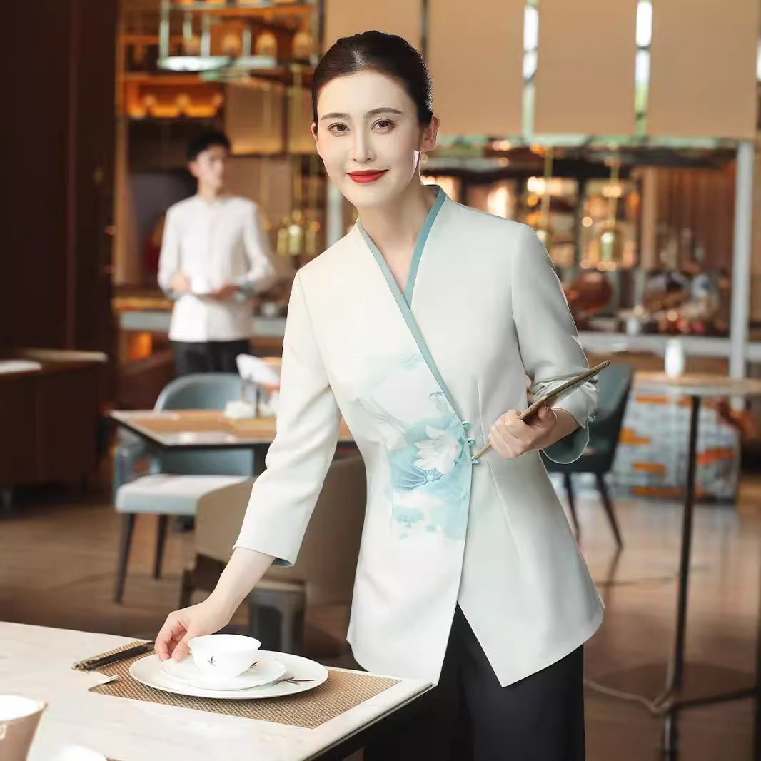 衣研堂中式青莲星级酒店服务员工作服秋冬餐厅餐饮宴会厅长袖男女