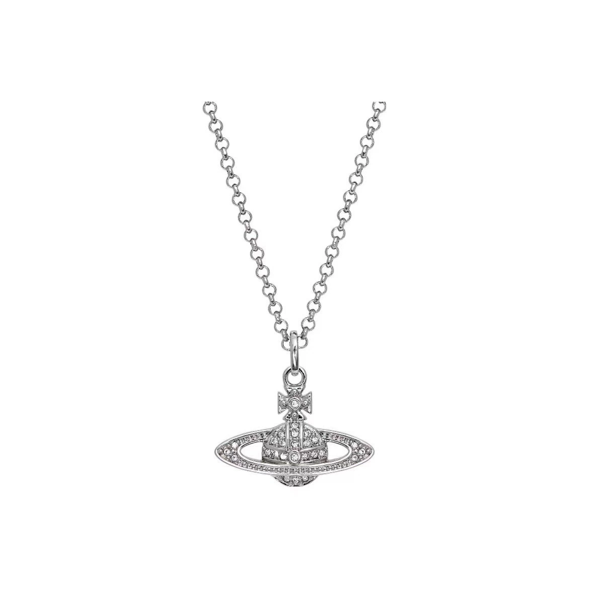 Ожерелье (Вивиан) подвеска Планета Сатурн, инкрустированные кристаллы, цепочка для ключиц, 4 цвета