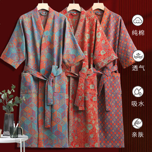Pure Cotton Gauze Bathrobe 2025 New Men's and Women's All-Season Thin Nightgown Water-Absorbent Quick-Drying Adult Bathrobe Summer C^Rabbit C^