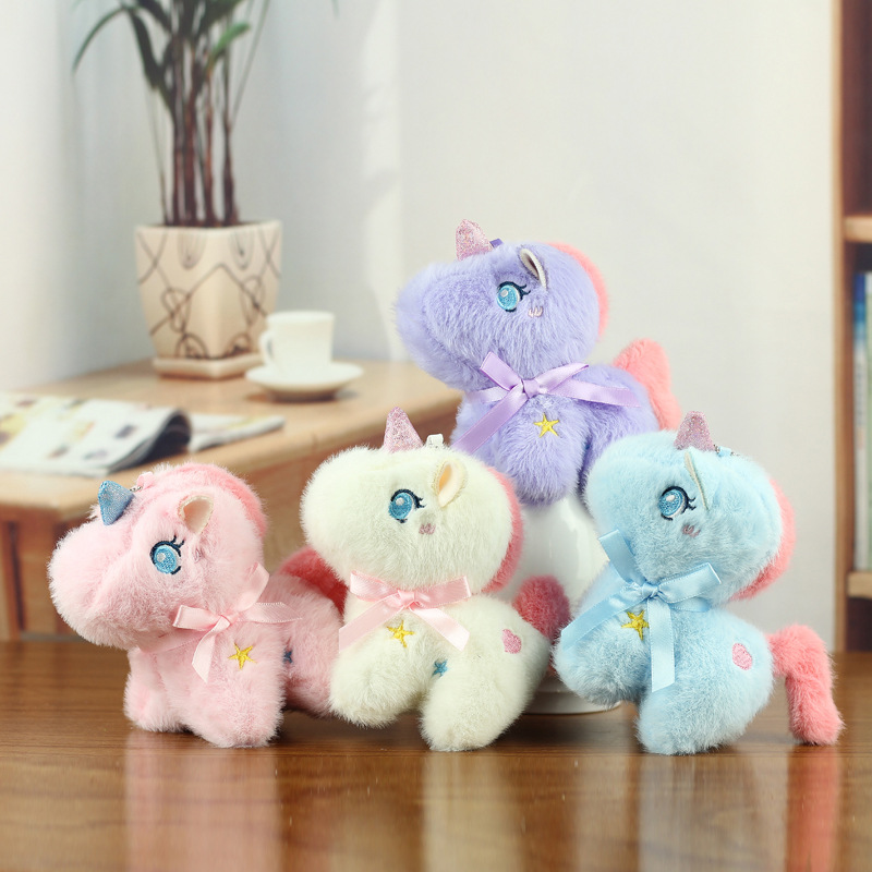 Lindo colgante de unicornio juguete de peluche bolso de muñeca colgante muñeca llavero máquina de agarre de boda muñeca pequeña