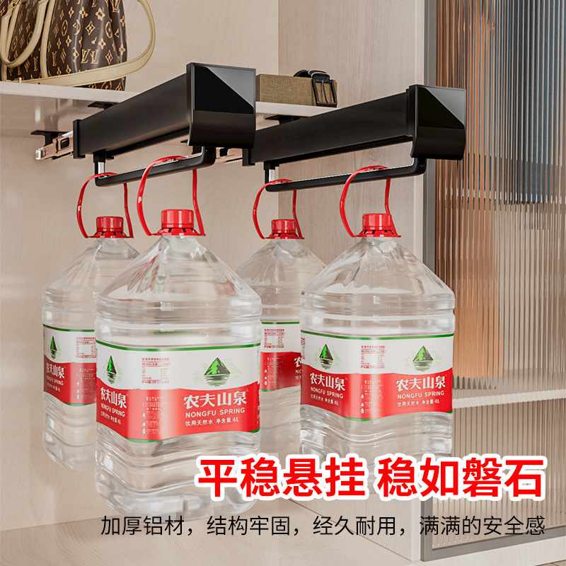 바지 랙 텔레스코픽 슬라이드 레일 댐핑 옷장 다기능 내장 펀치 프리 바지 옷 걸이 랙 탑 마운트 풀 아웃 바지 랙