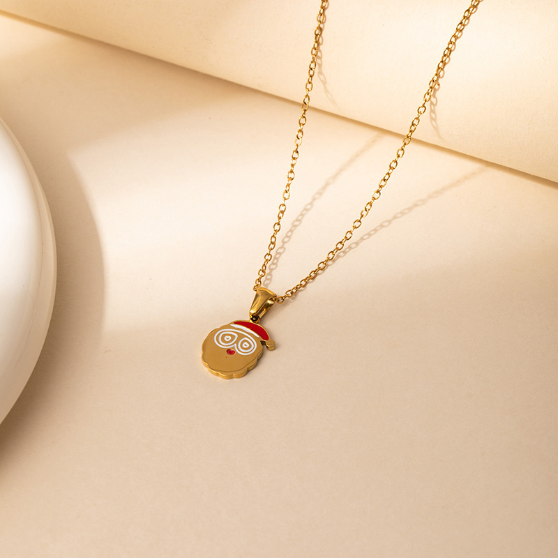 7g Weight 0.03µm Gold Plating Thickness Electroplated Gold Plating Process Golden Plated Plating Material 201 Stainless Steel Pendant Material Pendant Necklace Classification 201 Stainless Steel Chain Material cable chain Chain Type 1 Piece Quantity Holiday, Daily Occasion 201 Stainless Steel Material Santa Claus, Number Pattern Women's Gender Cute Style Plating Craft Fashionable Stainless Steel Christmas Necklace For Women 26 Small Letter Pendants Versatile Minimalist Choker Trendy Accessory 6