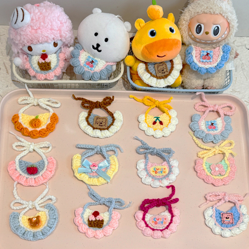10cm Doll Saliva Towel Kt Cat Bib Handmade Crochet Cotton Doll Clothes Accessories Wholesale 10cm Doll Saliva Towel Kt Cat Bib Handmade Crochet Cotton Doll Clothes Accessories Wholesale