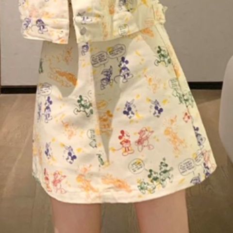 网红韩版甜美牛仔裙套装时尚春秋装女新款洋气纯欲风小个子裙子|undefined