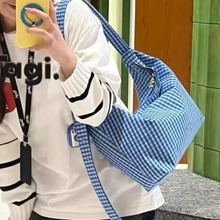 2025新款韩系大容量单肩百搭手提休闲学生上课托特包布袋帆布包女