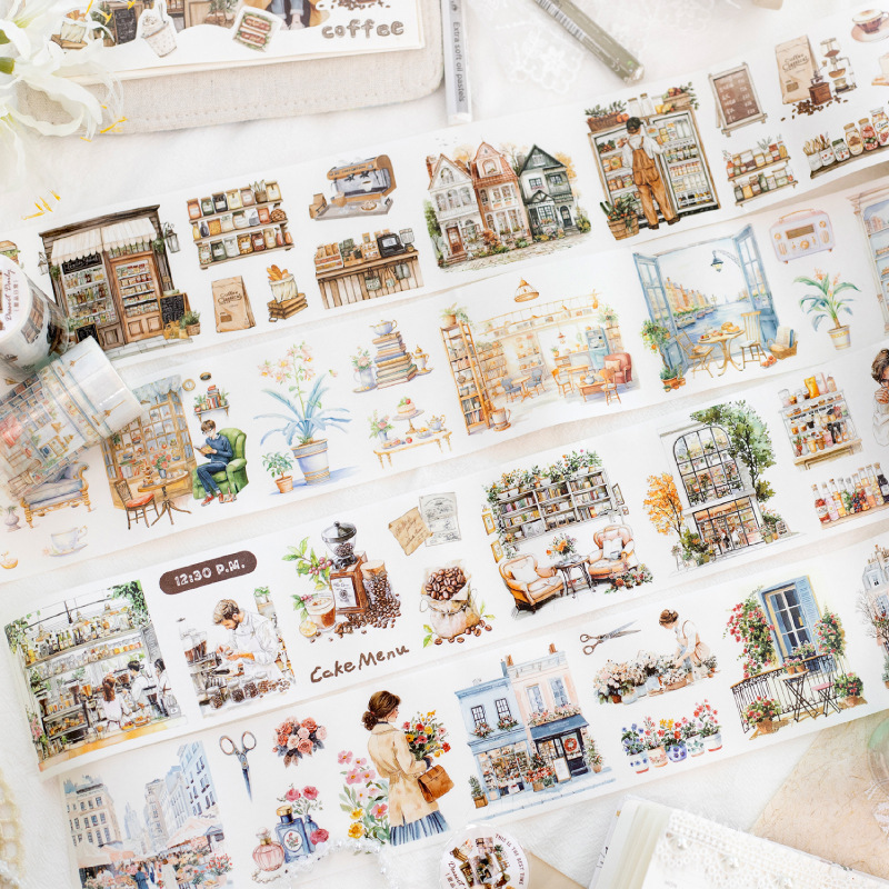 Twilight y troquelado de papel cinta de paisajismo de bucle largo fragmentada literatura diaria cuentas de mano pintadas a mano pegatinas decorativas de bricolaje