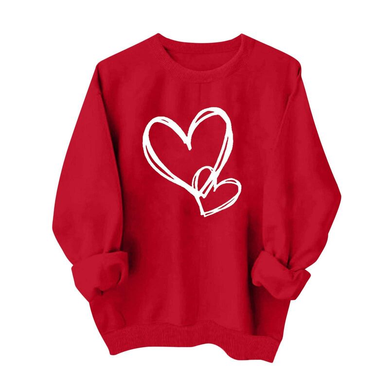 Amazon Autumn and Winter Women's Fleece-Lined Plus-Size Sports Pullover Crewneck Sweatshirt Valentine's Day Love Hoodless Sweatshirt Amazon Autumn and Winter Women's Fleece-Lined Plus-Size Sports Pullover Crewneck Sweatshirt Valentine's Day Love Hoodless Sweatshirt