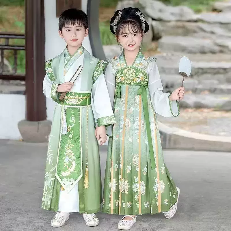 Костюмы в древнем стиле для мальчиков, платья принцессы для девочек, новые детские костюмы высокого класса в китайском стиле для мальчиков династии Хань.