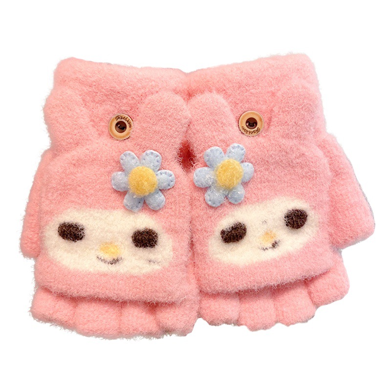 Guantes pequeños para niños, cunas de medio dedo para bebés, niñas y niños, engrosados en invierno, cálidos y a prueba de viento, juegos de cinco dedos para bebés y niños pequeños en otoño e invierno