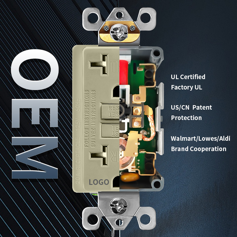 商用gfci美标插座安全门保护住宅家用gfci 20安培壁式插座