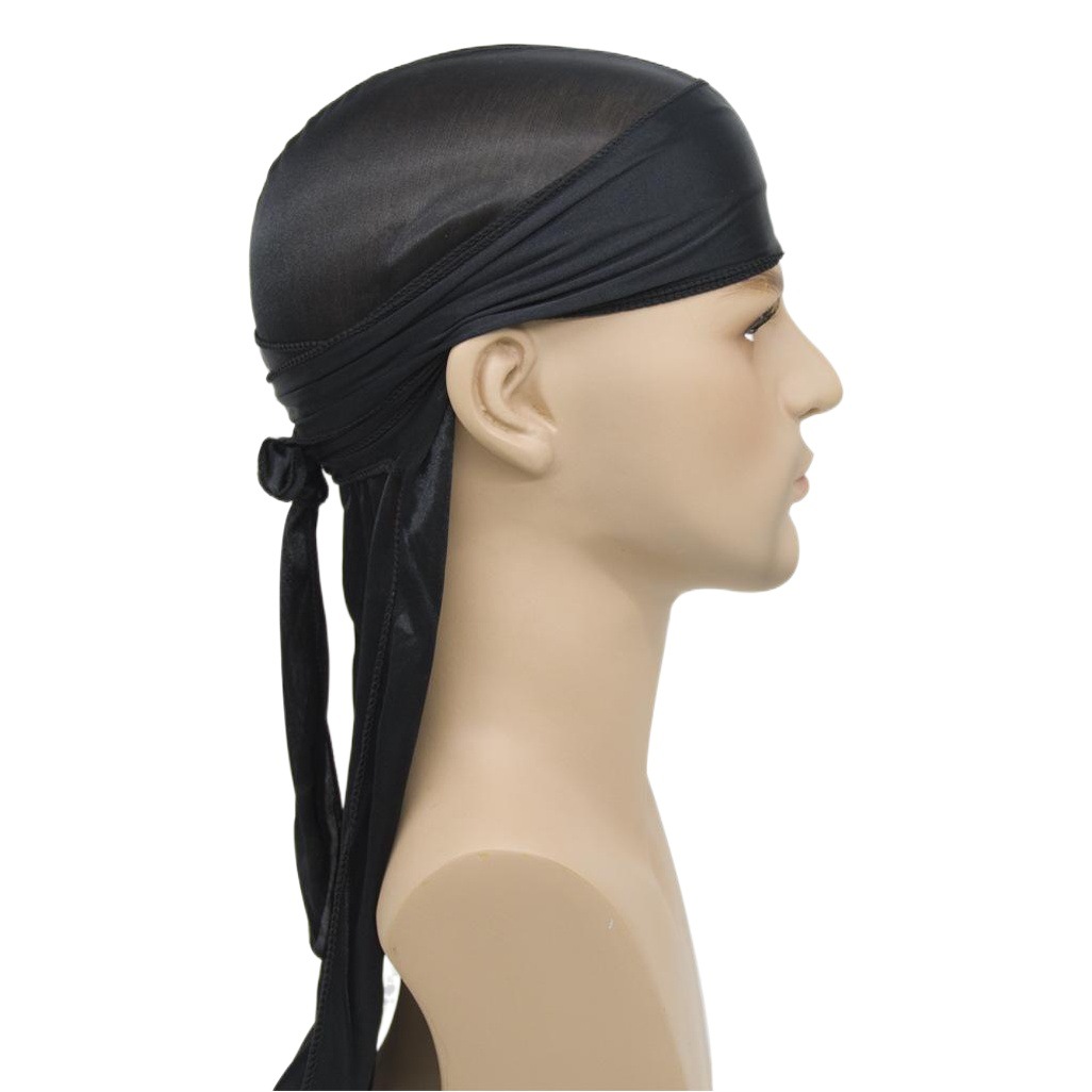 European and American Best-Selling Men's and Women's Imitation Silk Long Tail Turban Hat Factory Direct Sales Silk Pirate Hat Silky Durag