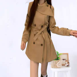 韩系复古高级感气质双排扣收腰修身风衣今年流行的外套上衣女