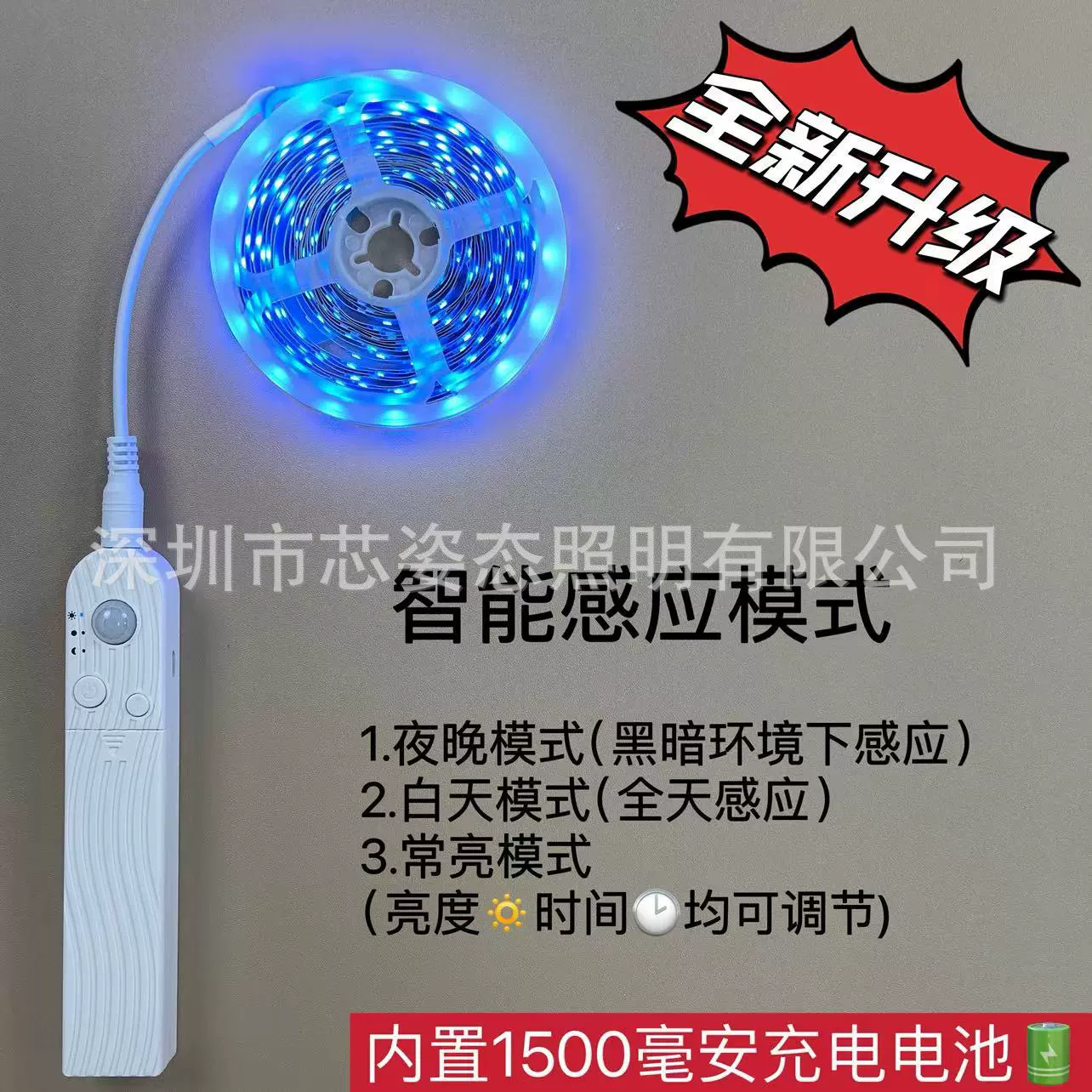 Smart physiological induction night light for bedroom for wardrobe, self-adhesive light strip, human sensor