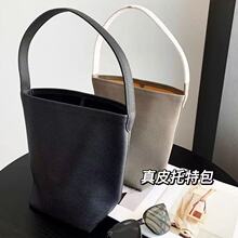 托特包~简约通勤牛皮单肩包水桶包女25新送小包T0321B