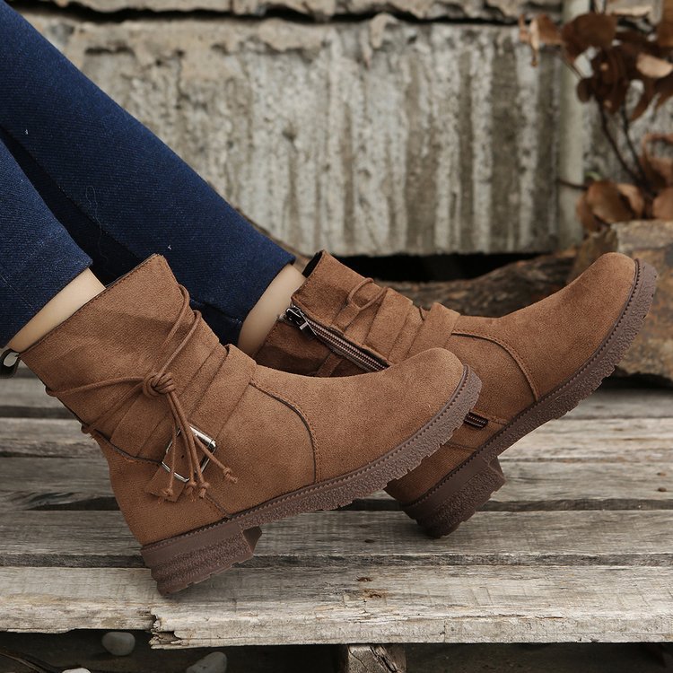 Large size short boots women dress boots autumn and winter new round head retro explosive cotton boots women_voghion.com