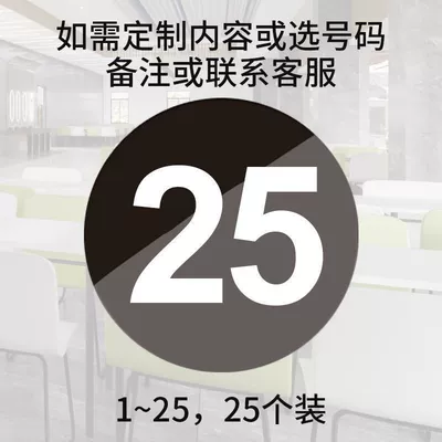 Warning sign: Acrylic number plates for dining - 88cm-diameter-8cm-black-with-white-text-1-25-pack-of-25