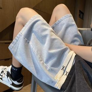 Men's Japanese-Style Washed Denim Shorts, Trendy Cross-Border Fashion, Simple Non-Elastic Straight-Leg New Artistic Youthful Shorts