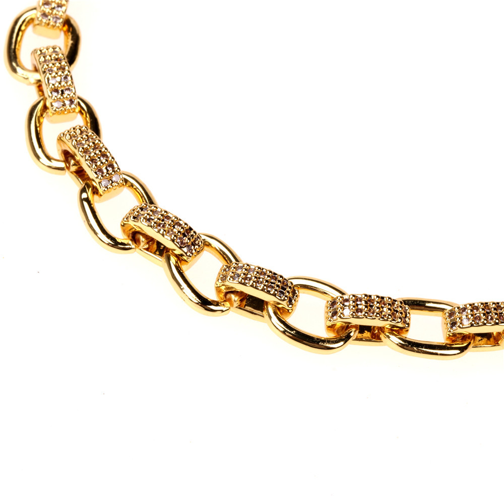 wholesale jewelry retro adjustable thick chain copper inlaid zircon bracelet nihaojewelry