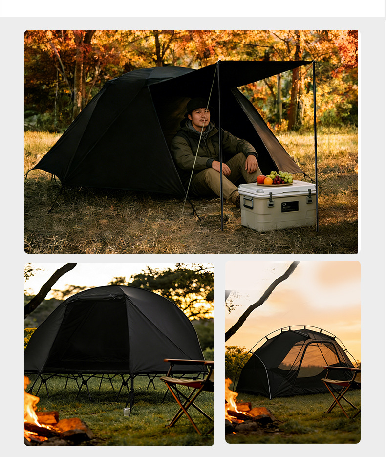 Outdoor camping bed, elevated tent, enlarged foldable portable camping bed, double-layer aluminum alloy, warm, suitable for motorcycle travel and fishing