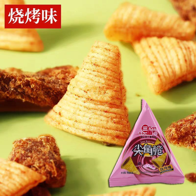 爆款超值100包 虎牙尖角脆休闲小袋装棋牌室小零食一整箱便宜10包|undefined