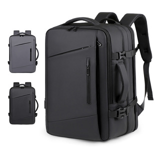 Business Backpack Men's High-End Large-Capacity Laptop Bag Simple Expansion Waterproof Leather Film Backpack