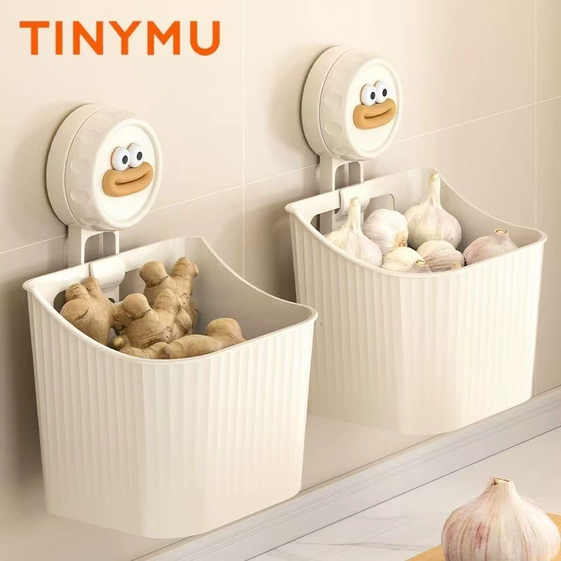 Kitchen storage box wall-mounted punch-free bathroom storage rack ginger and garlic hanging storage basket multi-function storage basket